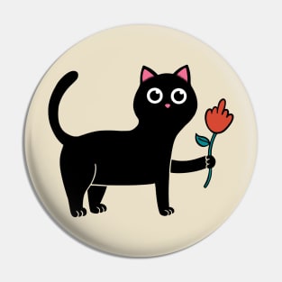 Cat and Flower Pin