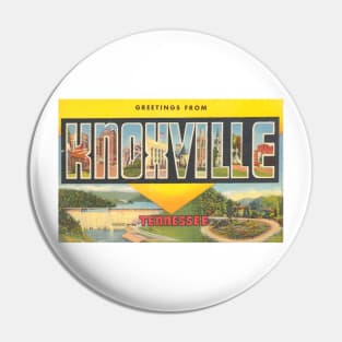 Greetings from Knoxville Tennessee, Vintage Large Letter Postcard Pin