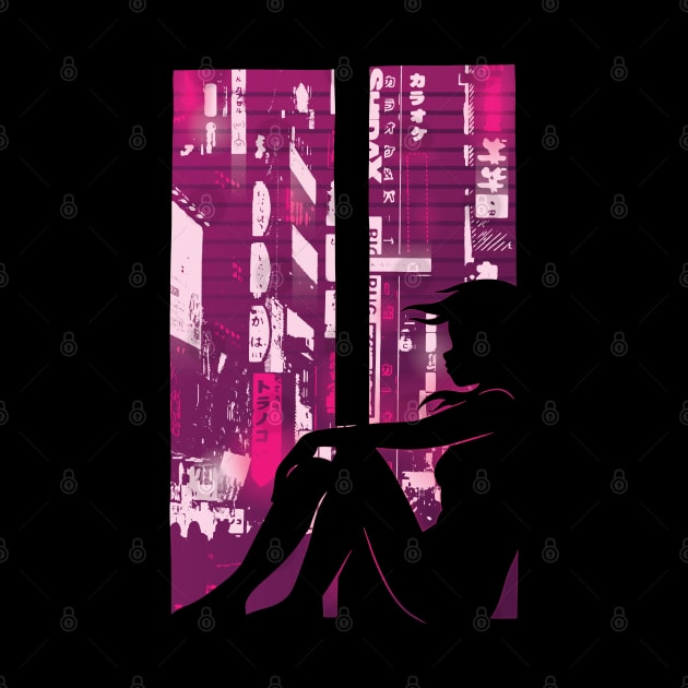 CYBERPUNK GIRL SILHOUETTE by madeinchorley