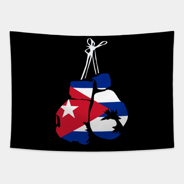 Cuban Boxing Gloves Cuban Flag for Cuba Boxing Fans Tapestry by Shirtttee