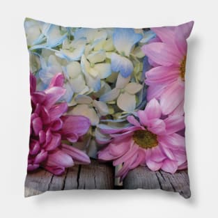 Assorted Flowers on a Table Pillow