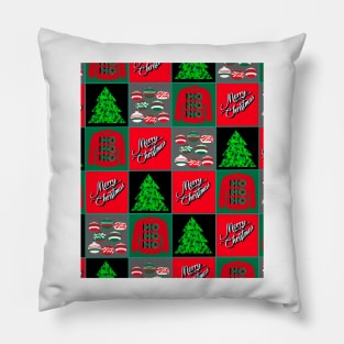 Christmas Squares with Baubles, Christmas Trees and Christmas Jumpers Pillow