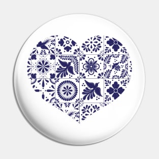 Mexican Talavera Tiles Heart Pin