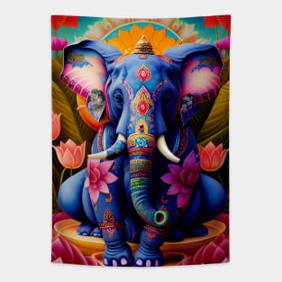 Mandala Elephant Lotus Flowers Tapestry