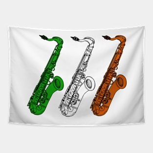 Saxophone Irish Flag Saxophonist Sax Player Ireland Tapestry