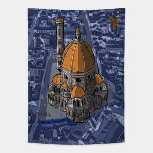 San Lorenzo Florence Italy Whimsical Illustration Tapestry