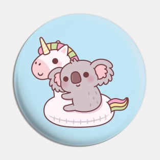 Cute Little Koala Bear Hugging Unicorn Pool Float Pin