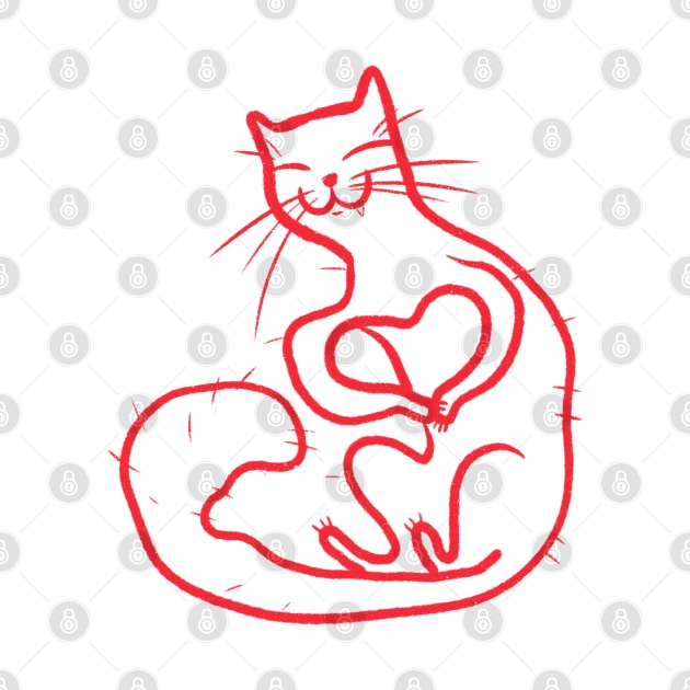 Funny red cat making a heart with his paws by iulistration