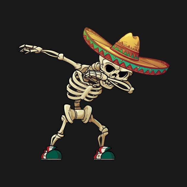 Dabbing Skeleton Mexican Cinco de Mayo Sombrero Dab by Halby