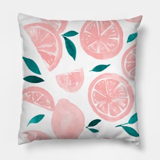 Watercolor lemons pink and teal Pillow