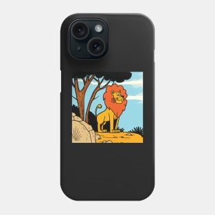 Lion in the Desert Funny Cartoon Style Phone Case