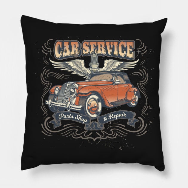 Car Service Mechanics Classic Auto Pillow by letnothingstopyou