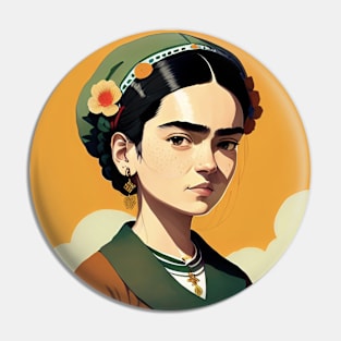 Exploring Frida's Youth: Childhood Illustration Pin