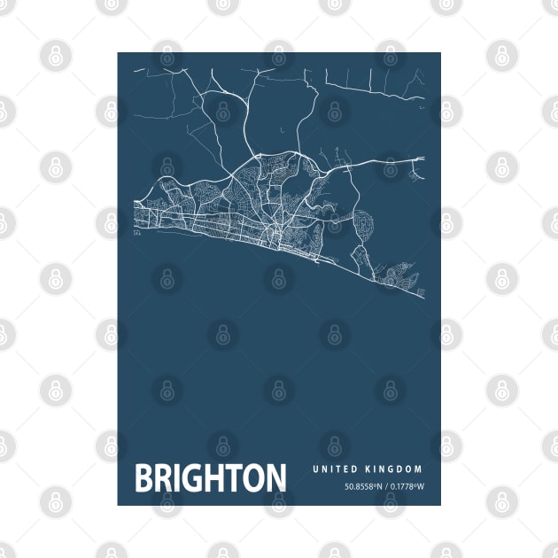 Brighton Blueprint Street Map, Brighton Colour Map Prints by tienstencil