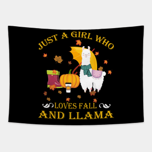 Just A Girl Who Loves Fall & Llama Funny Thanksgiving Gift Tapestry