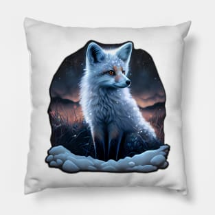 Adorable polar fox in the snow Pillow