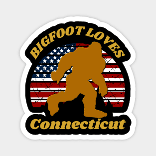 Bigfoot loves America and Connecticut too Magnet