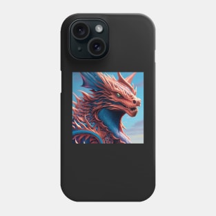 Intricate Copper and Blue Scaled Dragon Phone Case