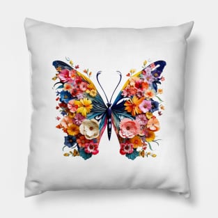 Petals in Flight: Enchanting Butterfly of Blooms Pillow