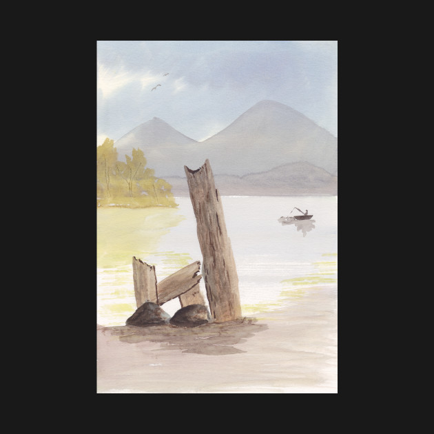 Hand Painted Watercolor Landscape Landscape Kids T Shirt