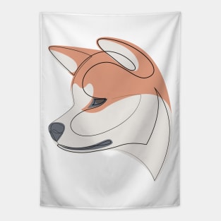 Akita Inu - continuous line Tapestry