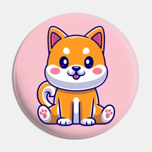 Cute Shiba Inu Sitting Cartoon Pin