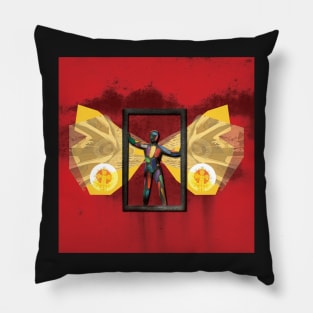 The Beautiful Barcelona Butterfly. Digital illustration, based on a sculpture in Barcelona. Pillow