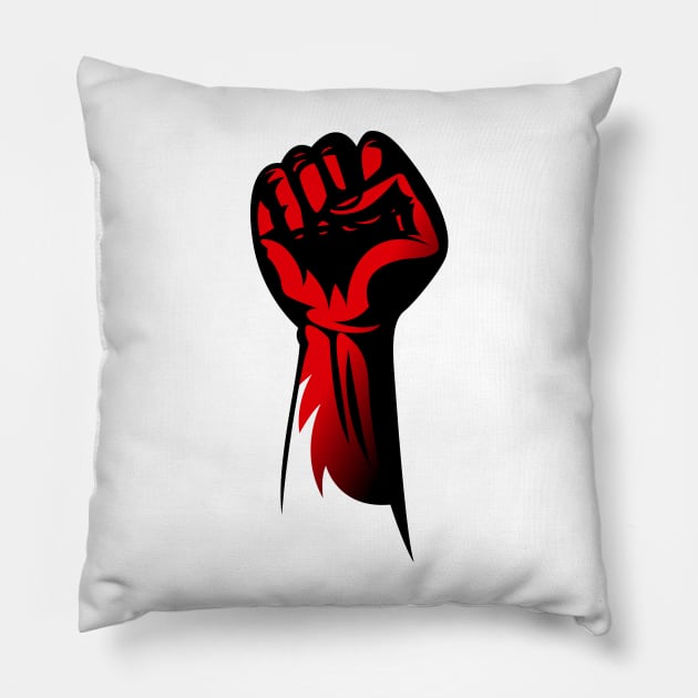 Red Hand Pillow by Whatastory