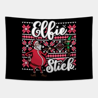 Funny Elf Pun Selfie Stick Santa Claus Christmas Meme Gift Tapestry