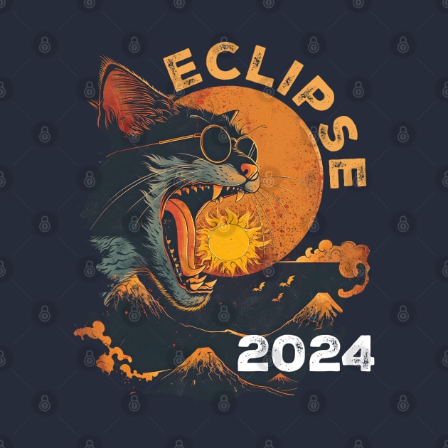 Eclipse 2024 Funny Cat In Sunglasses Total Solar Eclipse by Ai Wanderer