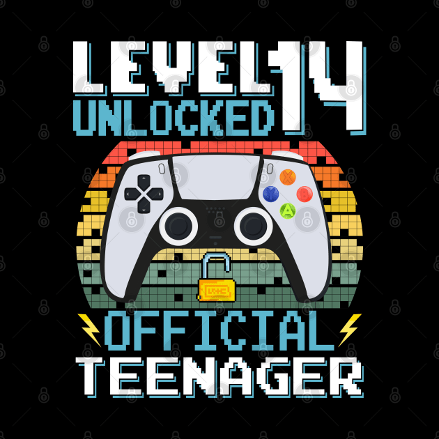 Level 14 Unlocked Official Teenager 14th Birthday Gamer by Asg Design