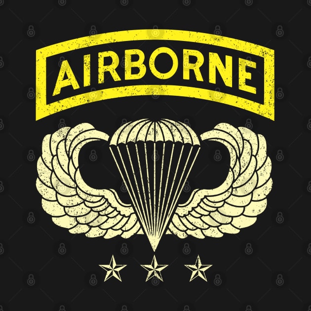 Airborne Paratrooper T-shirt White Jump Wings Airborne Tab Veteran by floridadori