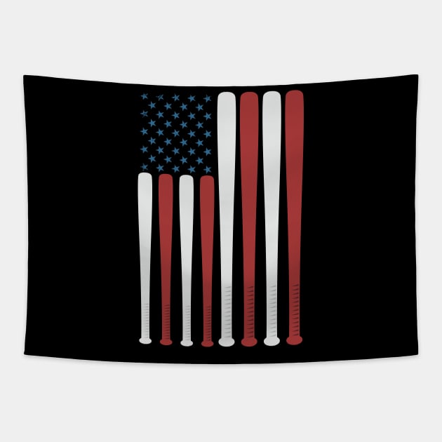 Baseball American Flag Gift Baseball Usa Gift Tapestry by mommyshirts