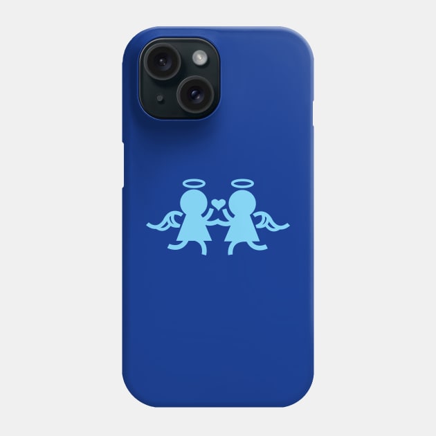 Light Blue Twin Angels Holding Hands Phone Case by Robin Studio