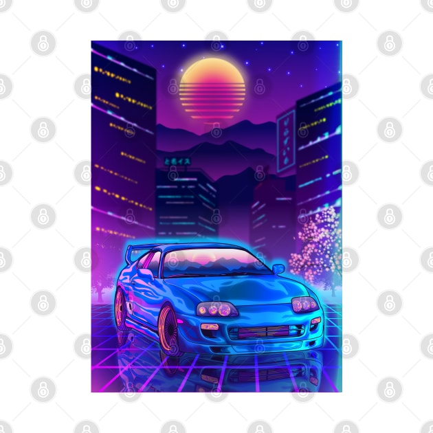 Toyota Supra mk4 Car Synthwave Tokyo City by Ilhamqrov