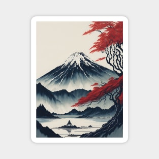 Serene Mount Fuji Sunset - Peaceful River Scenery Magnet