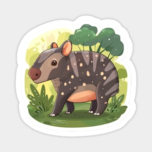 Cute Mountain Tapir Illustration - Adorable Animal Art Magnet