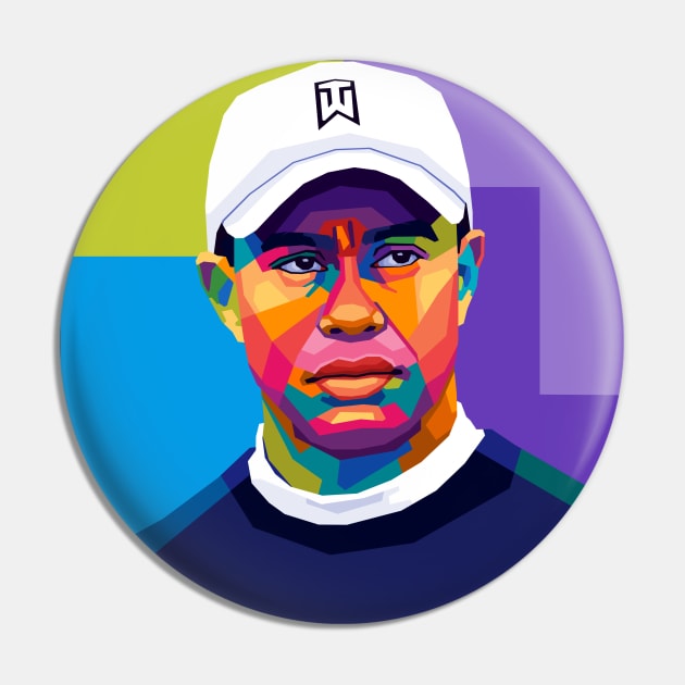 Tiger Woods Pop Art Pin by SiksisArt