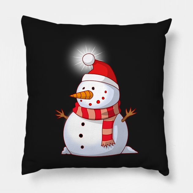 Animated Snowman Glass T Shirt Christmas Wishes Tradition Pillow by elder170