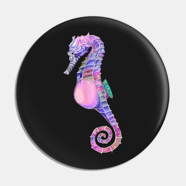 Cool Purple Pink and Blue Seahorse Pin by labstud