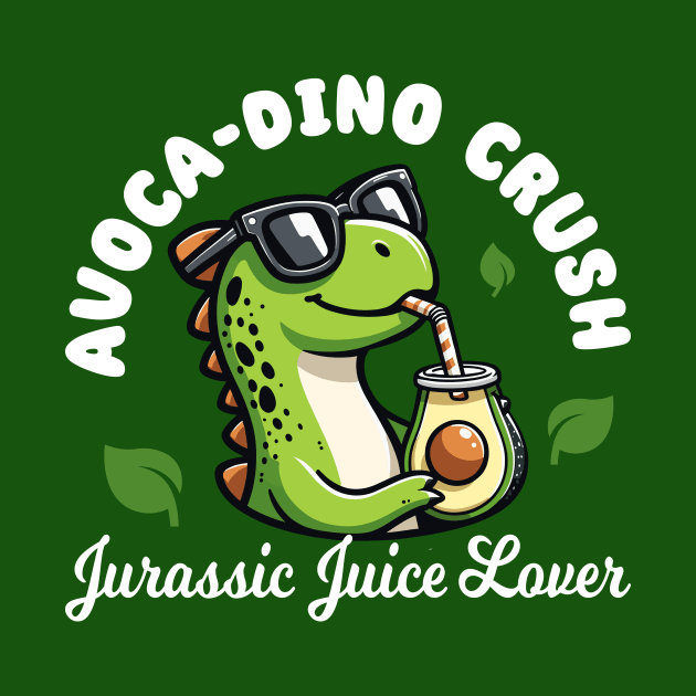 Avoca-dino Crush - Funny Avocado Dinosaur (Dark) by Muslimory