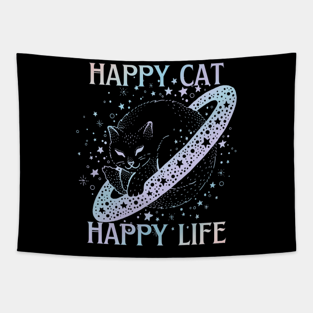 Happy cat happy life Tapestry by ArtsyStone
