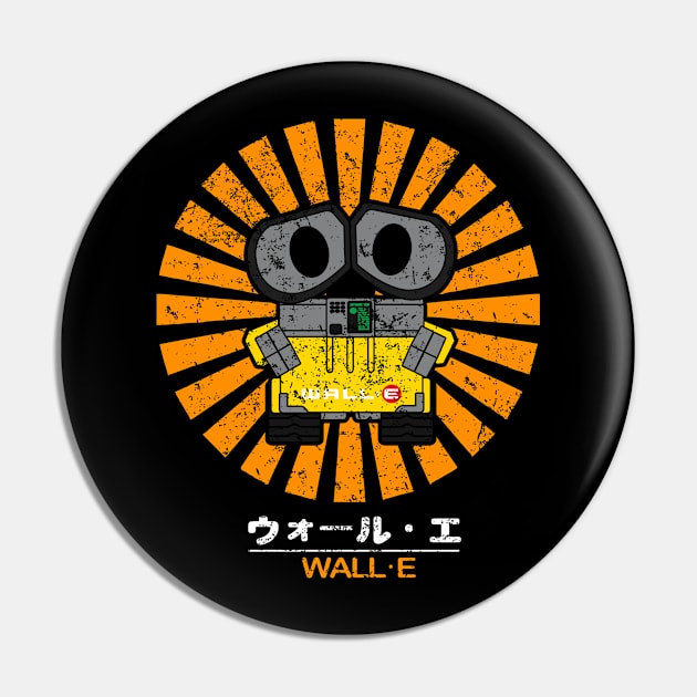 Wall E Retro Japanese Pin by mighty corps studio