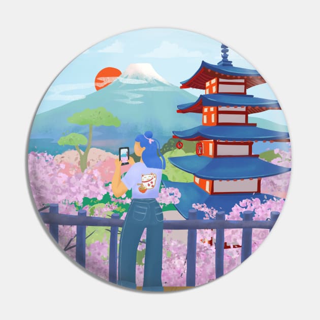 Japan, Cherry Blossom Pin by Petras