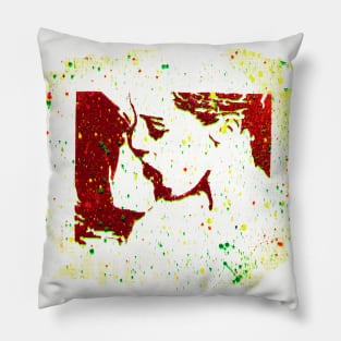 Kiss Spray Paint coloful graffiti Trippy painting pink kisses lesbians kissing Girls kisses spray art Pillow