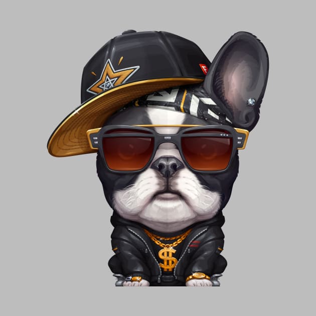 Brindle Pied French Bulldog Hip-Hop Super Star by stonemask