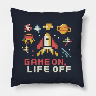 Game oN, Life off Retro Pixel Gaming art Pillow