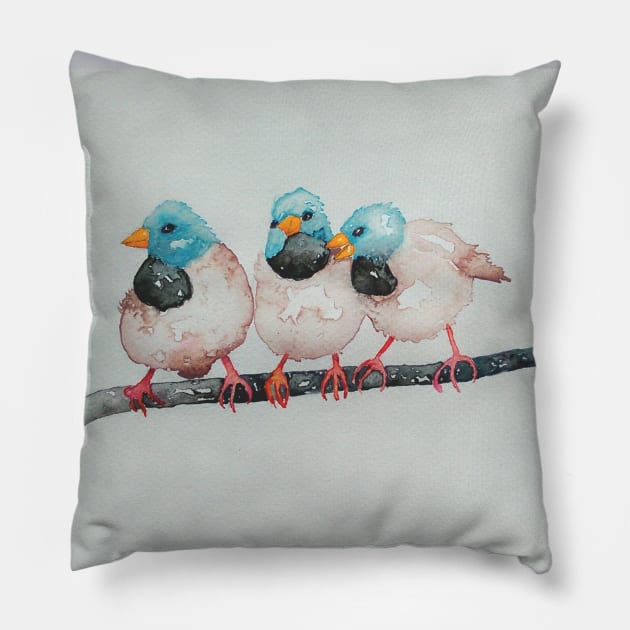 Australian Black-throated Finches, bird art Pillow by GarryGreenwood