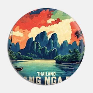 Phang Nga Thailand Vintage Retro Travel Tourism Pin