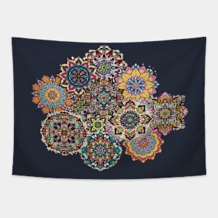 t-shirt design featuring an intricate mandala design with floral elements, detailed illustrations, and vibrant colors Tapestry